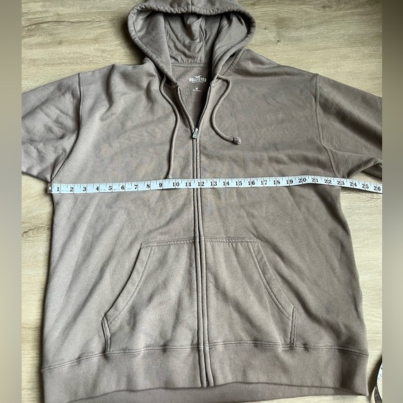 Hollister Zip Up Hoodie Tan Size M Fleece Interior - Picture 3 of 6